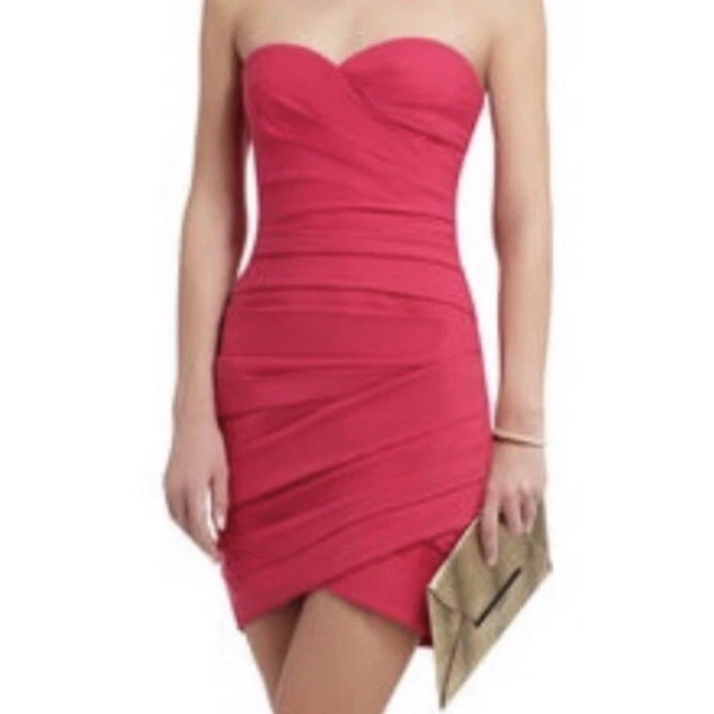 BCBG Maxazria Madge Begonia Ruched Strapless Dress